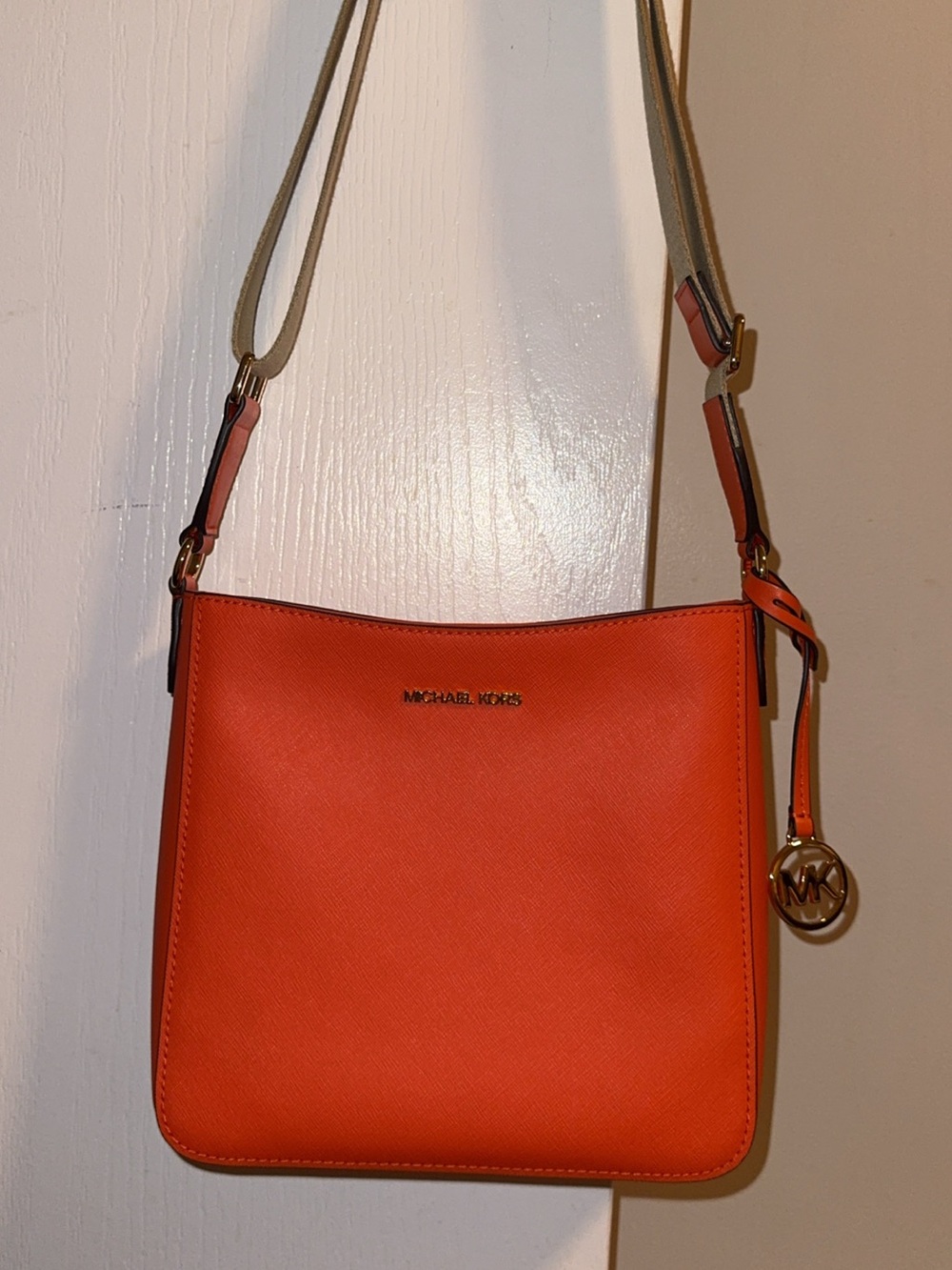 Michael Kors Jet Set Large Saffiano Leather Crossbody Bag Orange